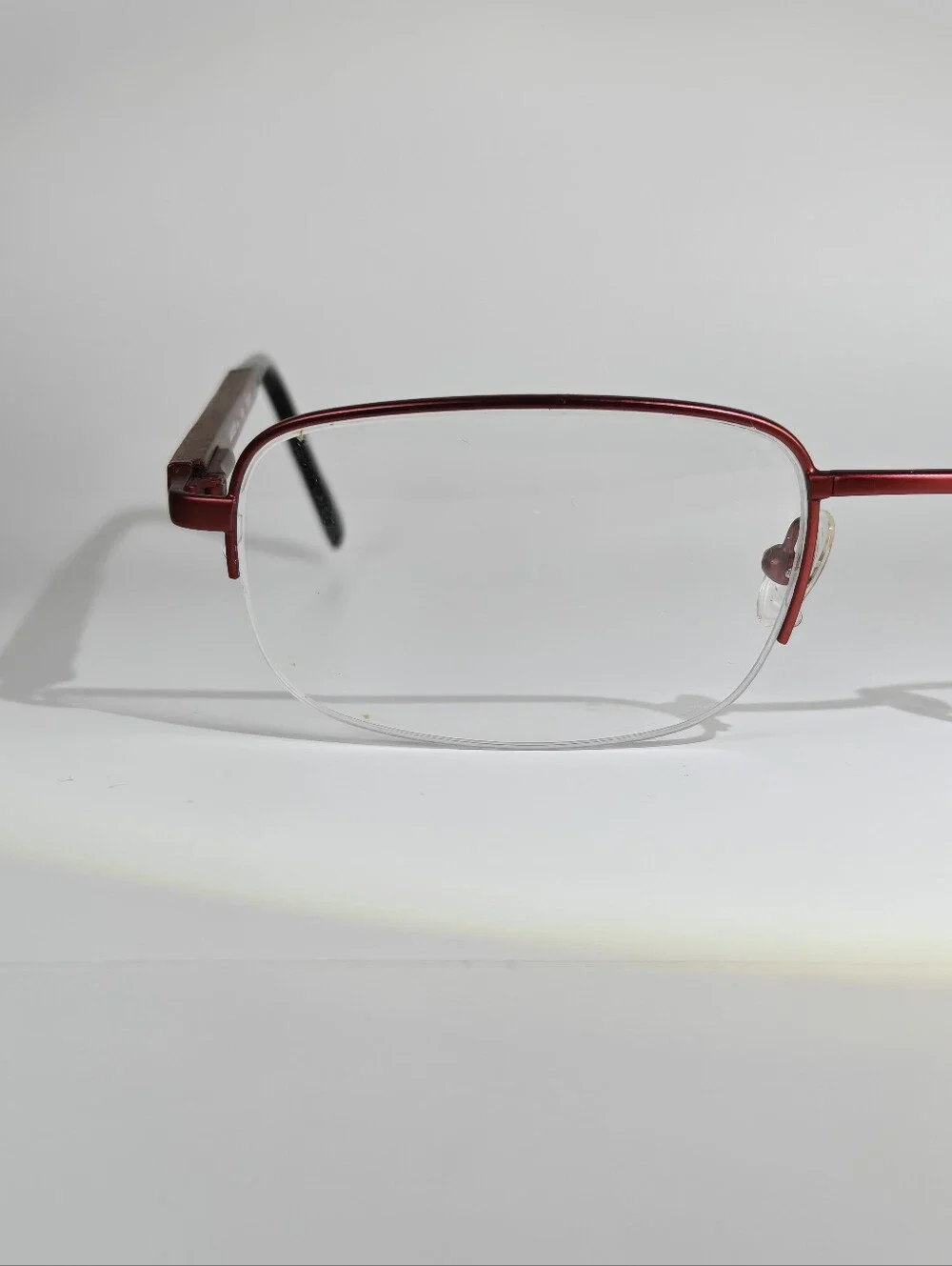 Laguiole. Elian. Red Semi-Rimless Eyeglass Frames. Unisex.
